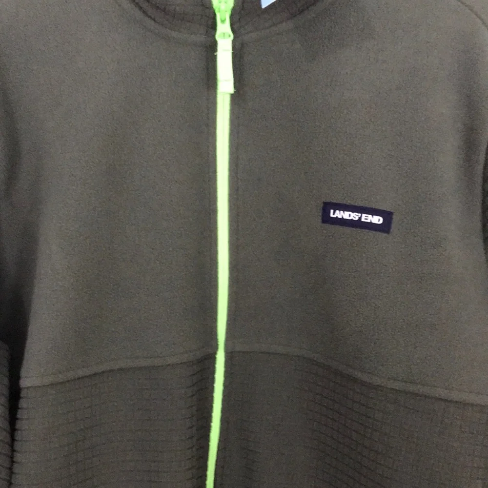 NEW Lands' End Men's Grid‎ Fleece Zip-Up Jacket